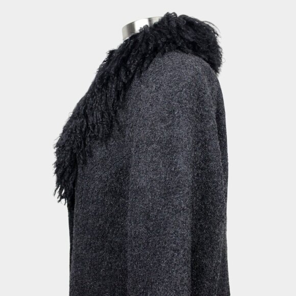 Vintage Utex Shearling Trim Gray Wool Coat, Penny Lane Coat - Picture 5 of 8